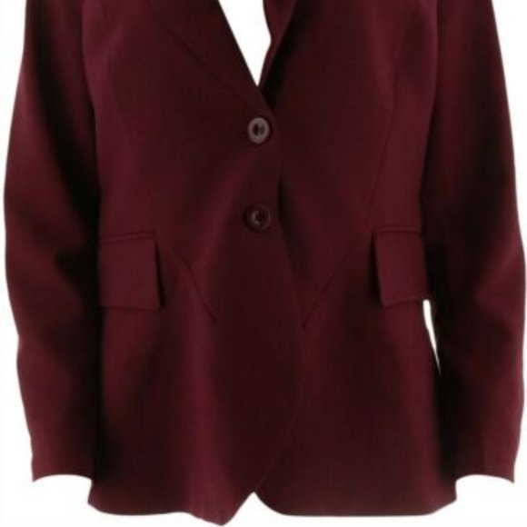 NWT MARK ZUNINO STYLE BUTTON FRONT BLAZER 6 WINE - Picture 5 of 13